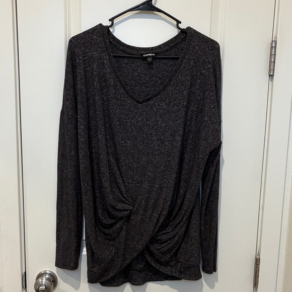 Express Dark Gray Long Sleeve Top - Picture 1 of 4